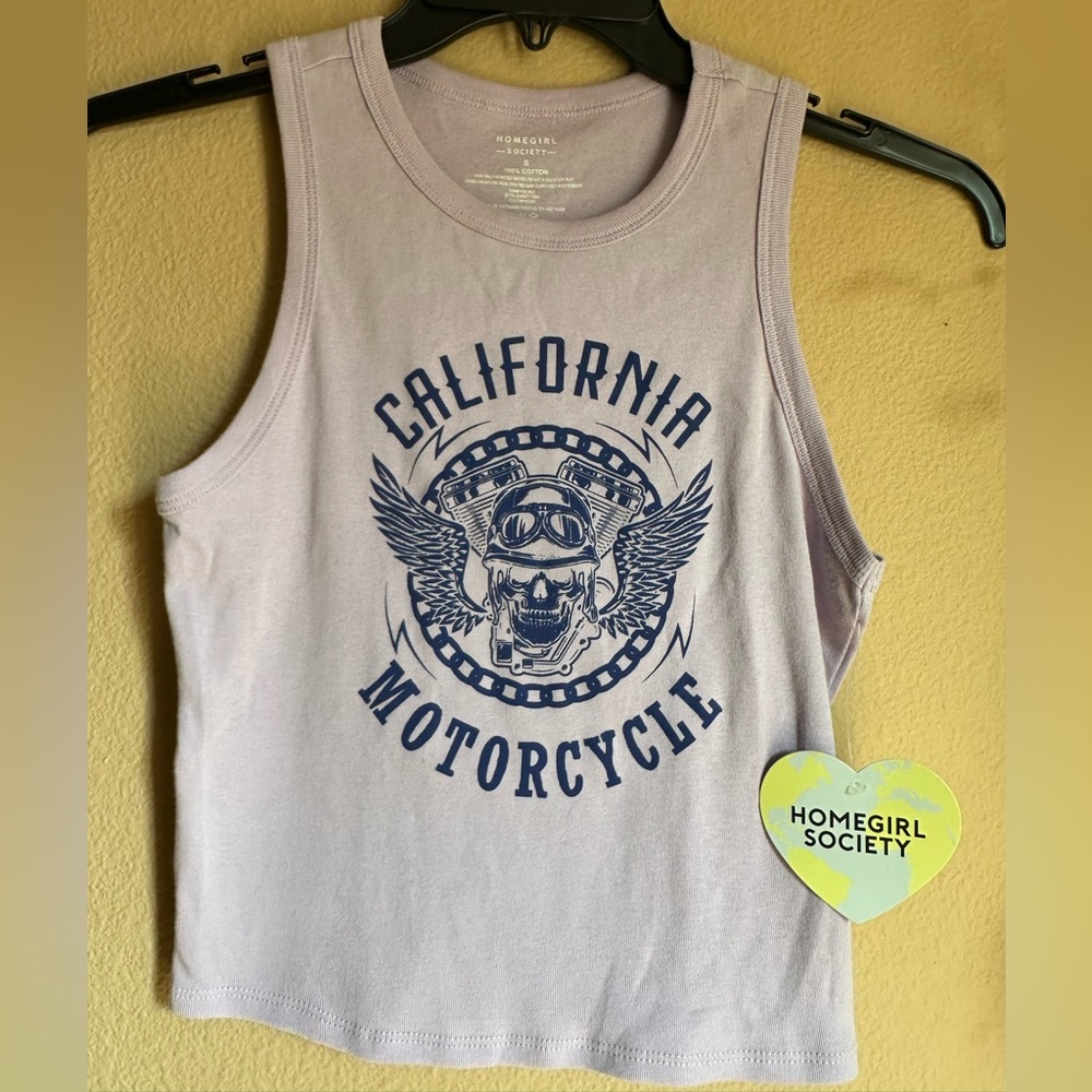 Lavender purple California Motorcycle 100% cotton cropped tank